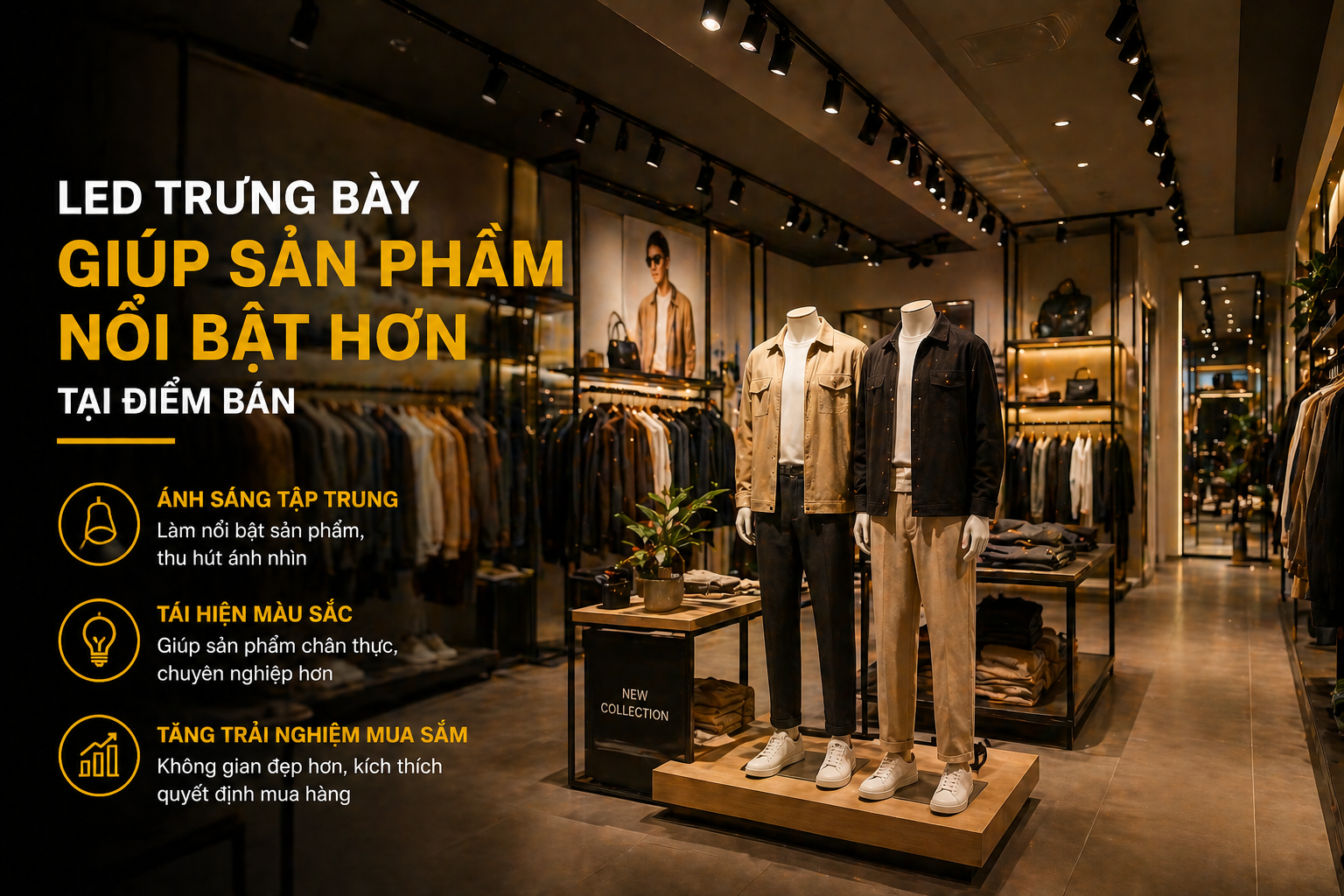 LED trưng bày giúp sản phẩm nổi bật hơn tại điểm bán